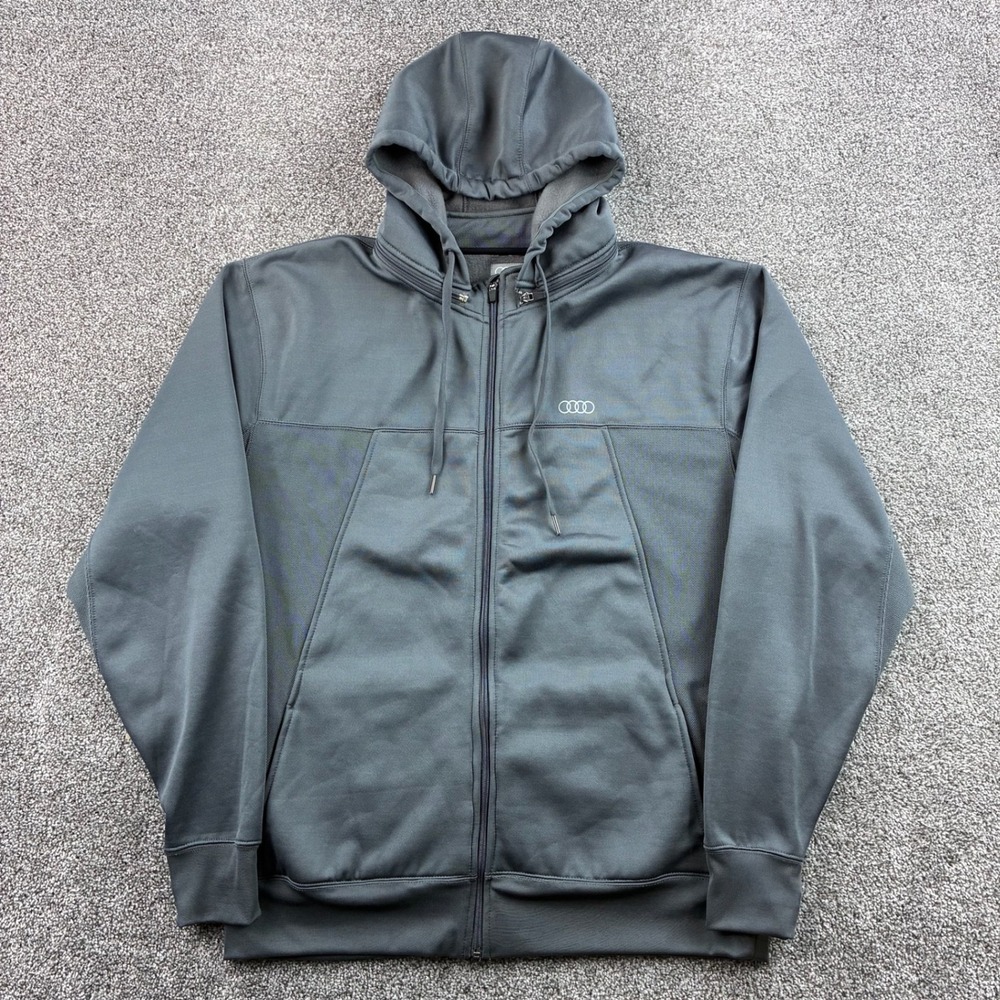 Audi Hoodie Women's 2XL Gray Full‎ Zip Performance Fleece Sweatshirt Logo